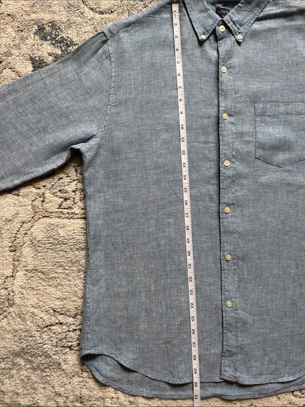 Men’s Light Blue Slim Fit J. Crew Chambray Button-Down Shirt - Picture 5 of 8